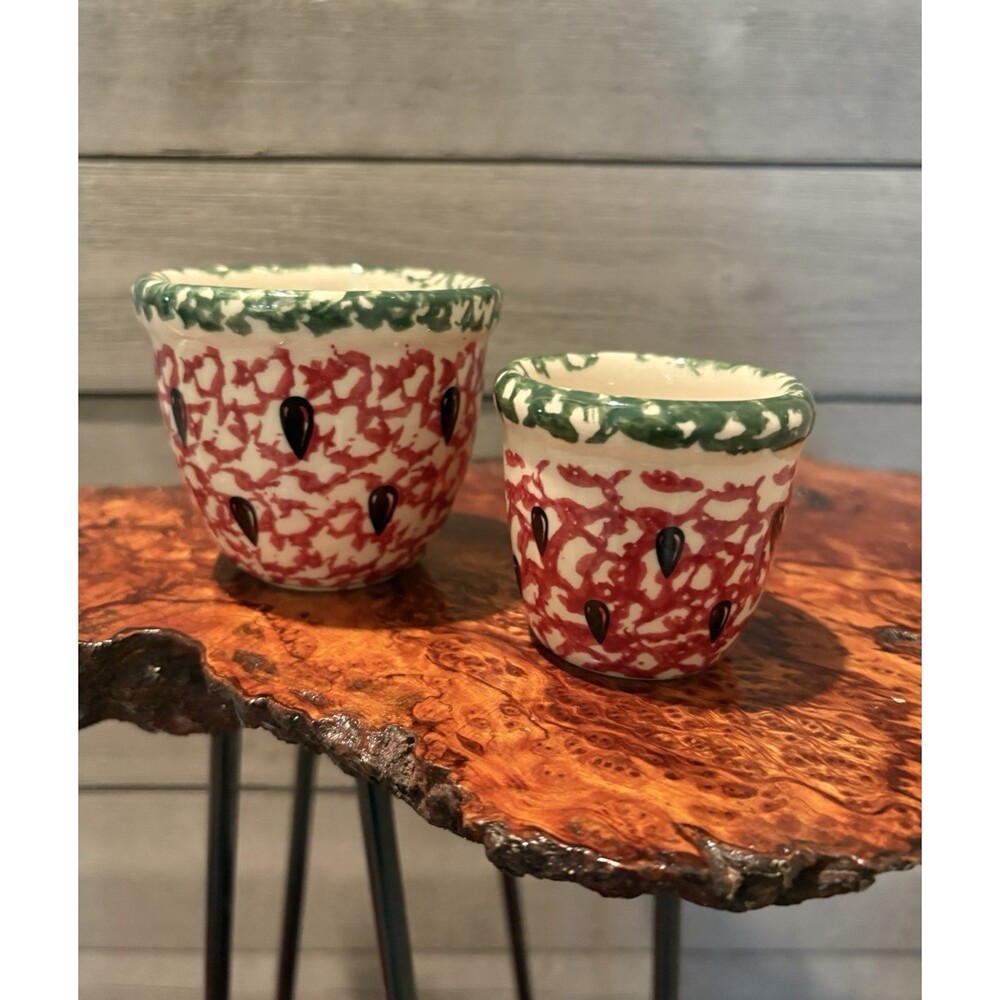GERALD HENN Spongeware Watermelon One Custard and One Votive